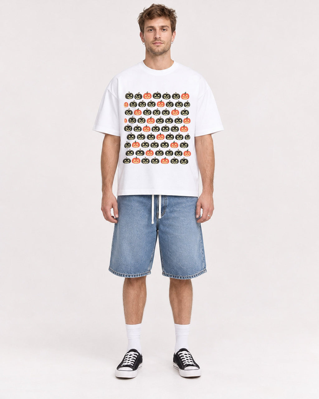 Mockup Boxy Heavyweight Tee White male full-body 08