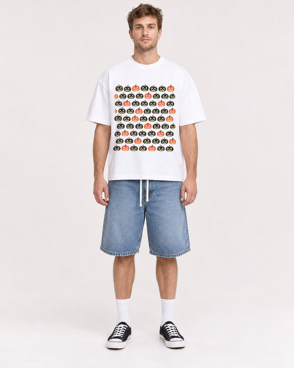 Mockup Boxy Heavyweight Tee White male full-body 08
