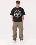 Mockup Boxy Heavyweight Tee Black male full-body 08