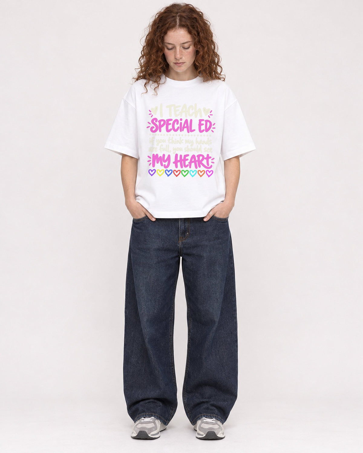 Mockup Boxy Heavyweight Tee White female full-body 09