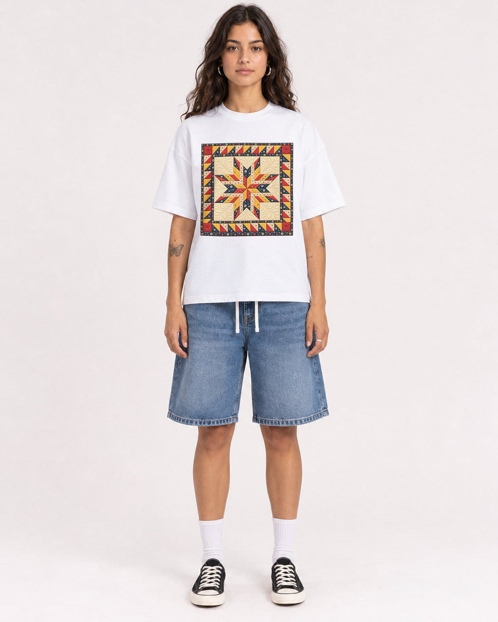 Mockup Boxy Heavyweight Tee White female full-body 06