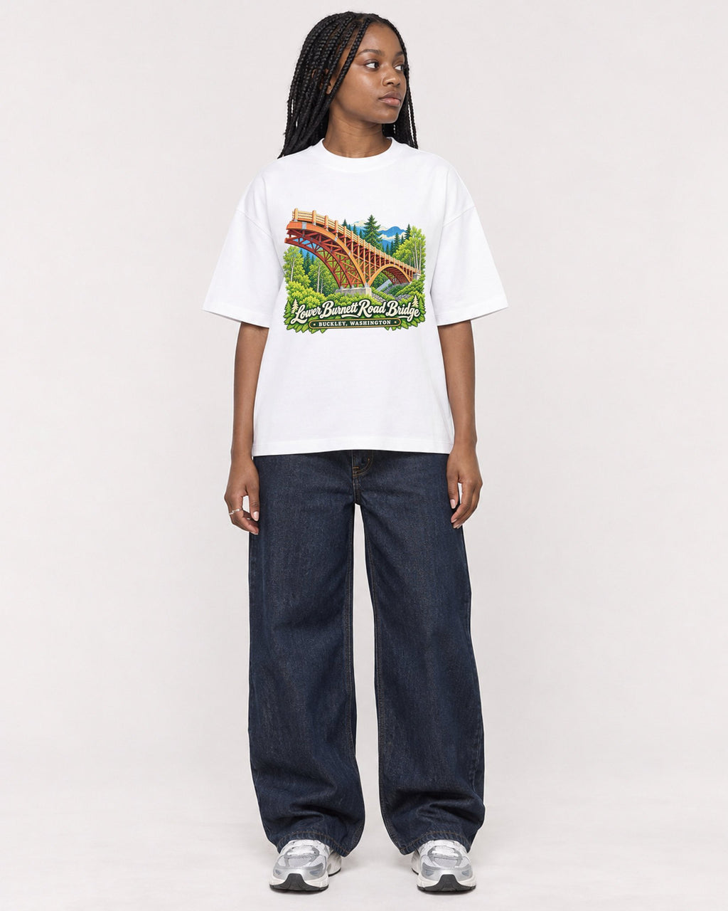 Mockup Boxy Heavyweight Tee White female full-body 04