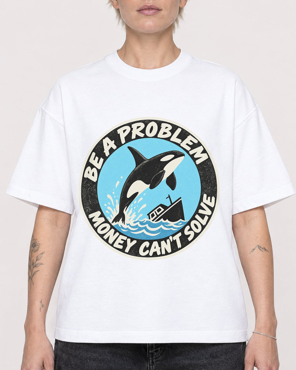 Mockup Boxy Heavyweight Tee White female close-up 48