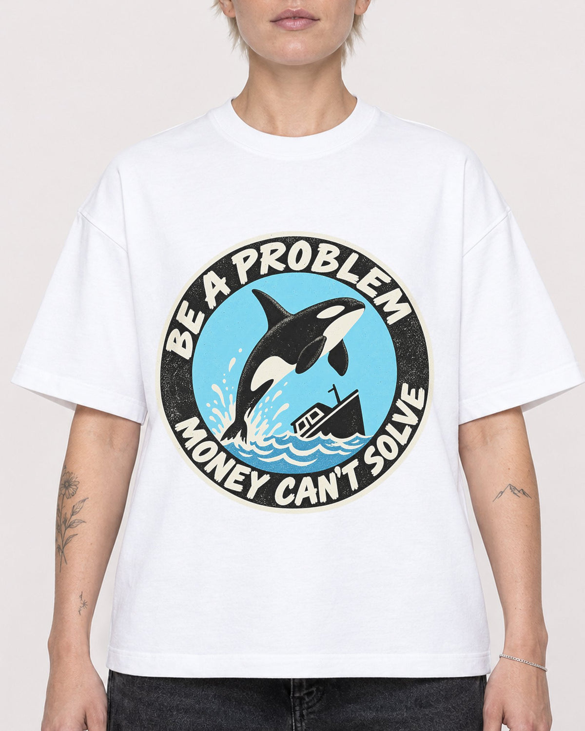 Mockup Boxy Heavyweight Tee White female close-up 48