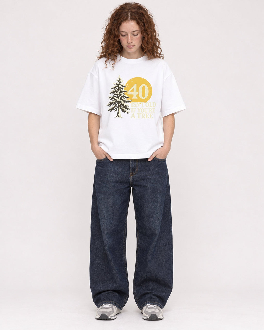 Mockup Boxy Heavyweight Tee White female full-body 09