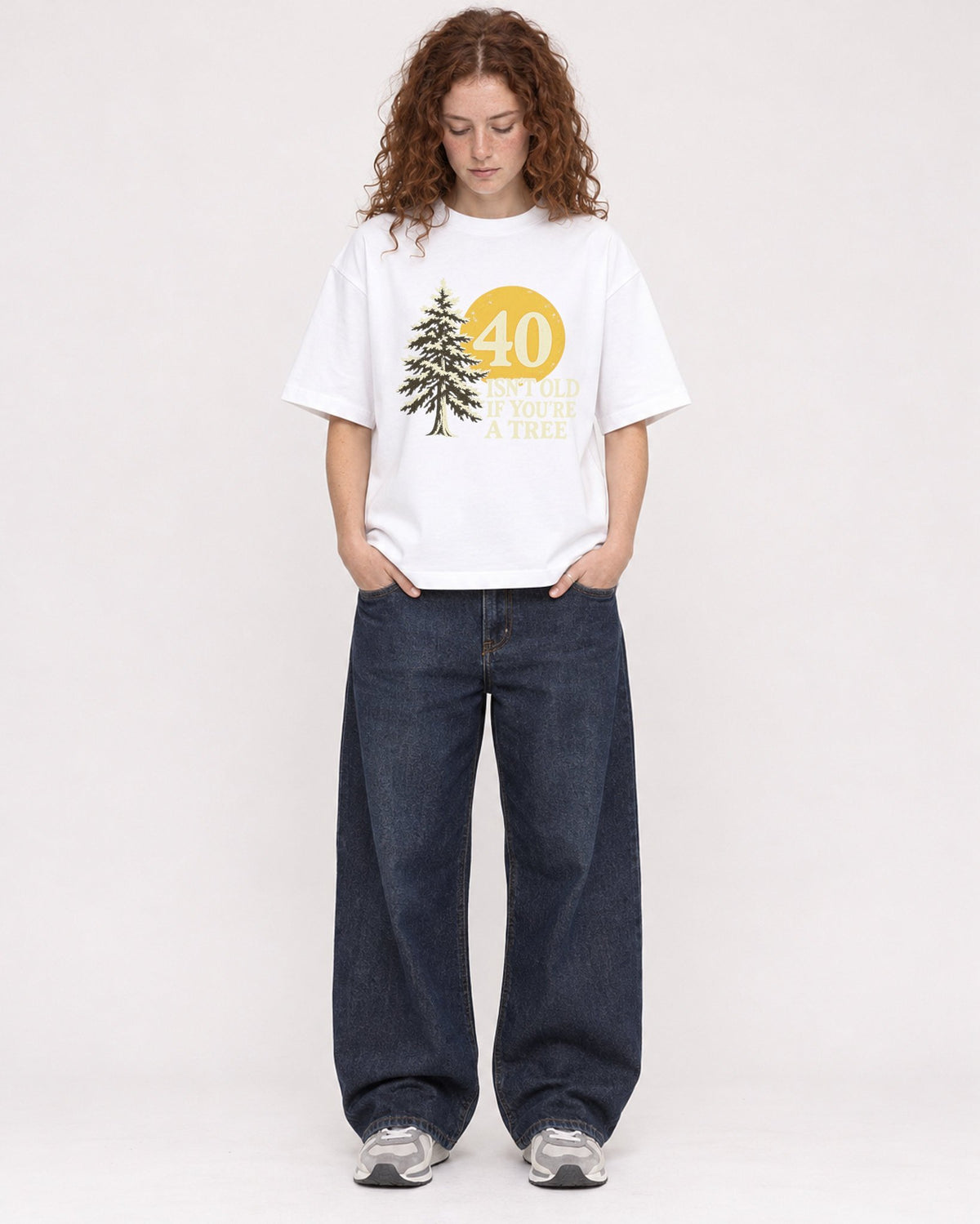 Mockup Boxy Heavyweight Tee White female full-body 09