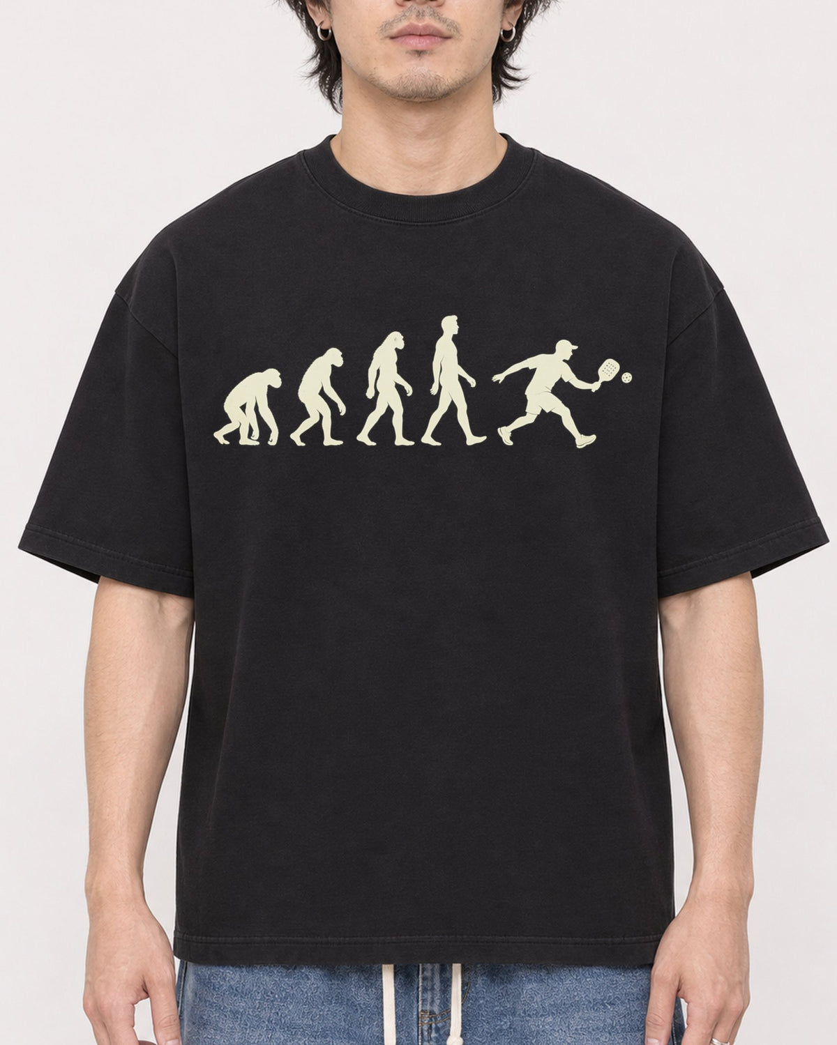 Mockup Boxy Heavyweight Tee Black male close-up 03