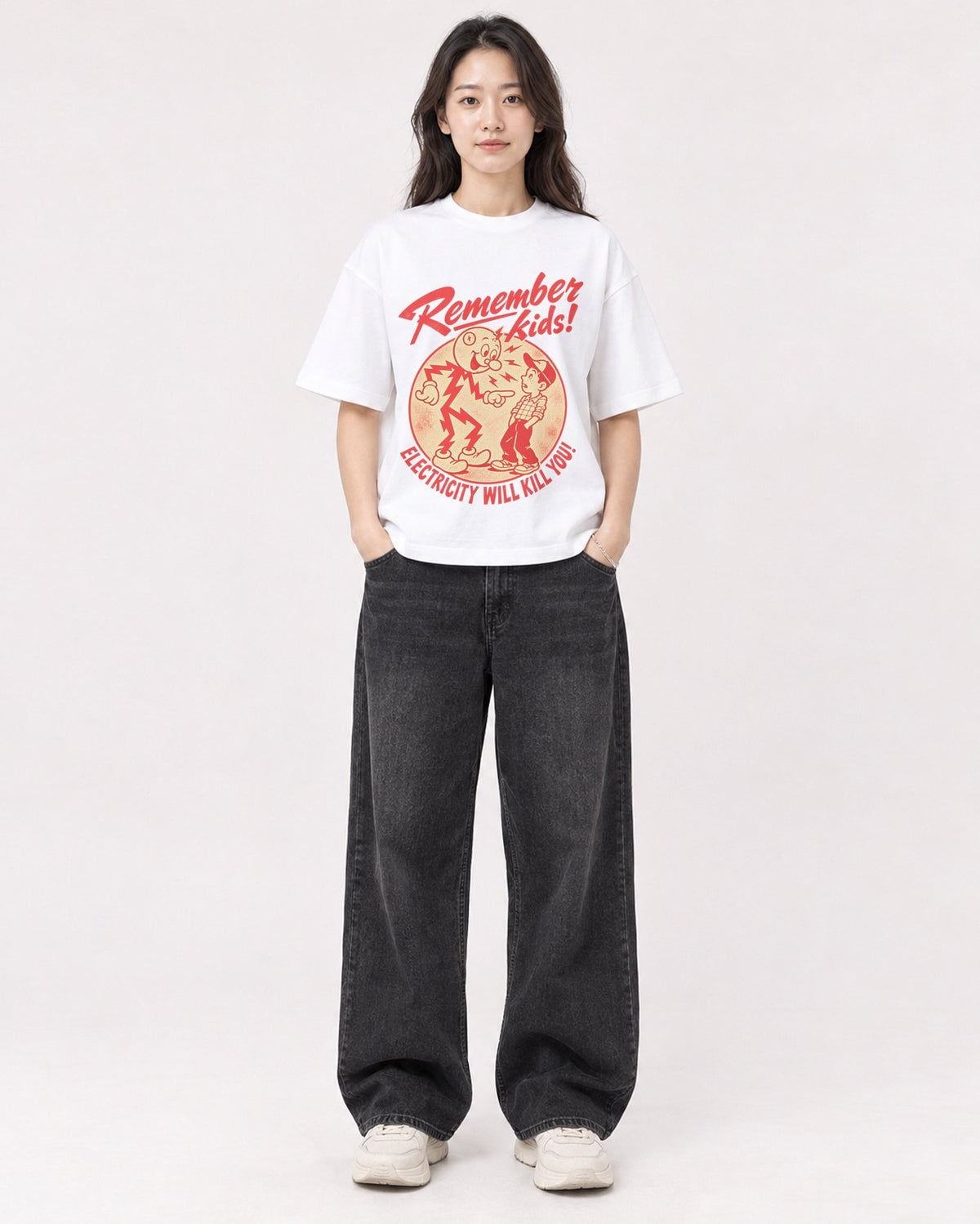 Mockup Boxy Heavyweight Tee White female full-body 03
