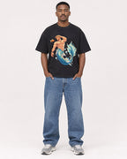 Mockup Boxy Heavyweight Tee Black male full-body 14