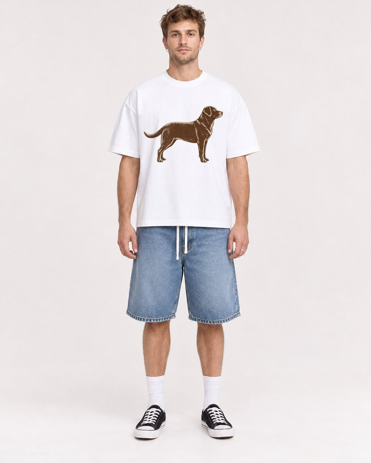 Mockup Boxy Heavyweight Tee White male full-body 08