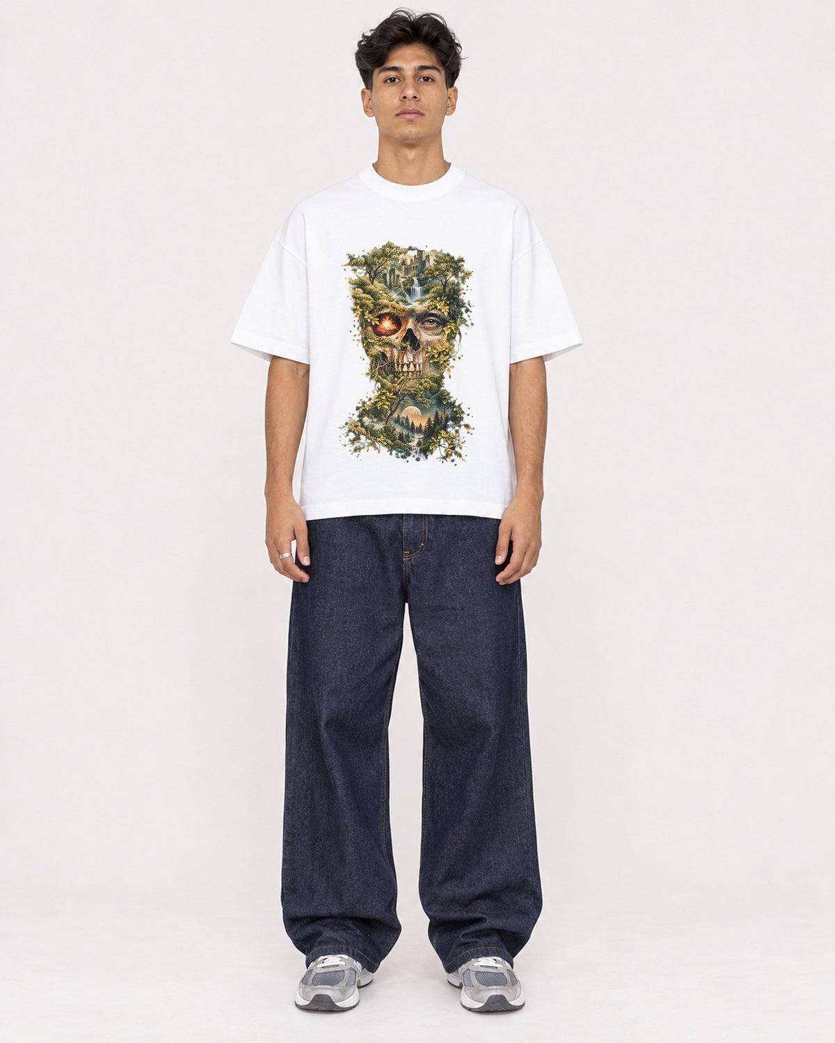Mockup Boxy Heavyweight Tee White male full-body 16
