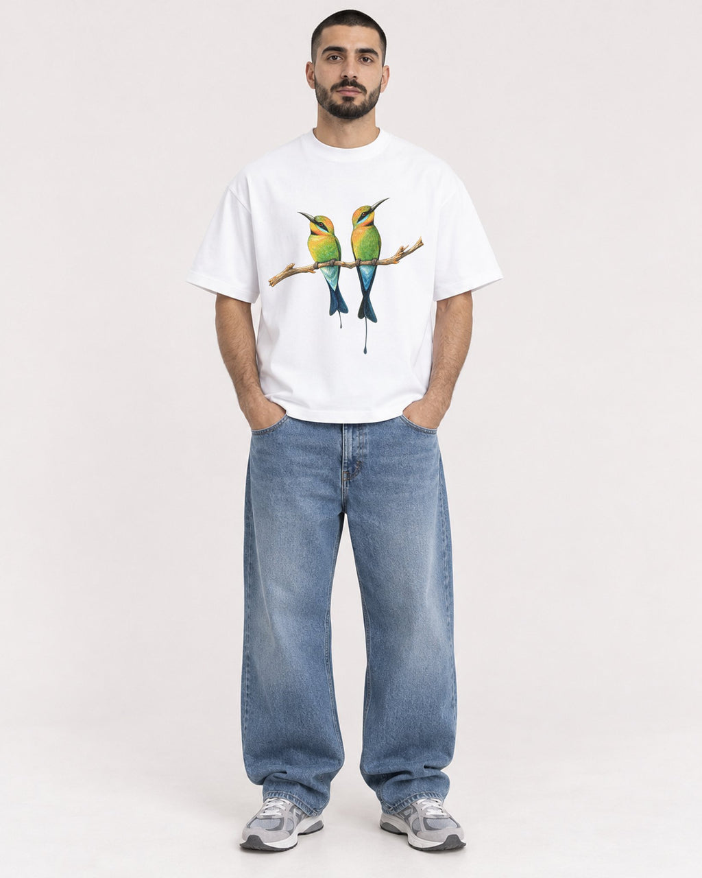 Mockup Boxy Heavyweight Tee White male full-body 37