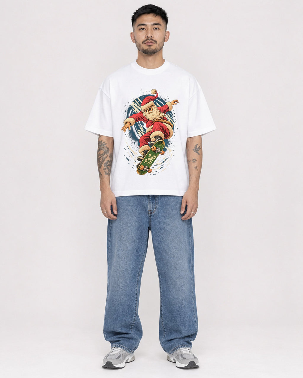 Mockup Boxy Heavyweight Tee White male full-body 12