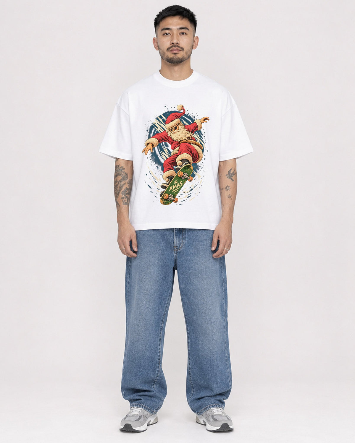 Mockup Boxy Heavyweight Tee White male full-body 12
