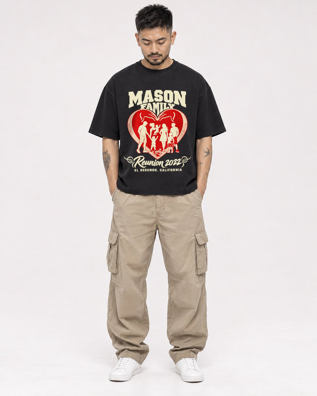 Mockup Boxy Heavyweight Tee Black male full-body 12
