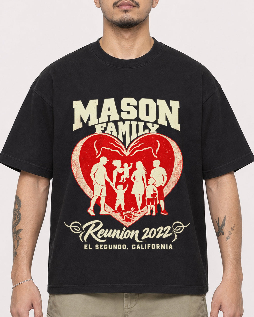 Mockup Boxy Heavyweight Tee Black male close-up 12