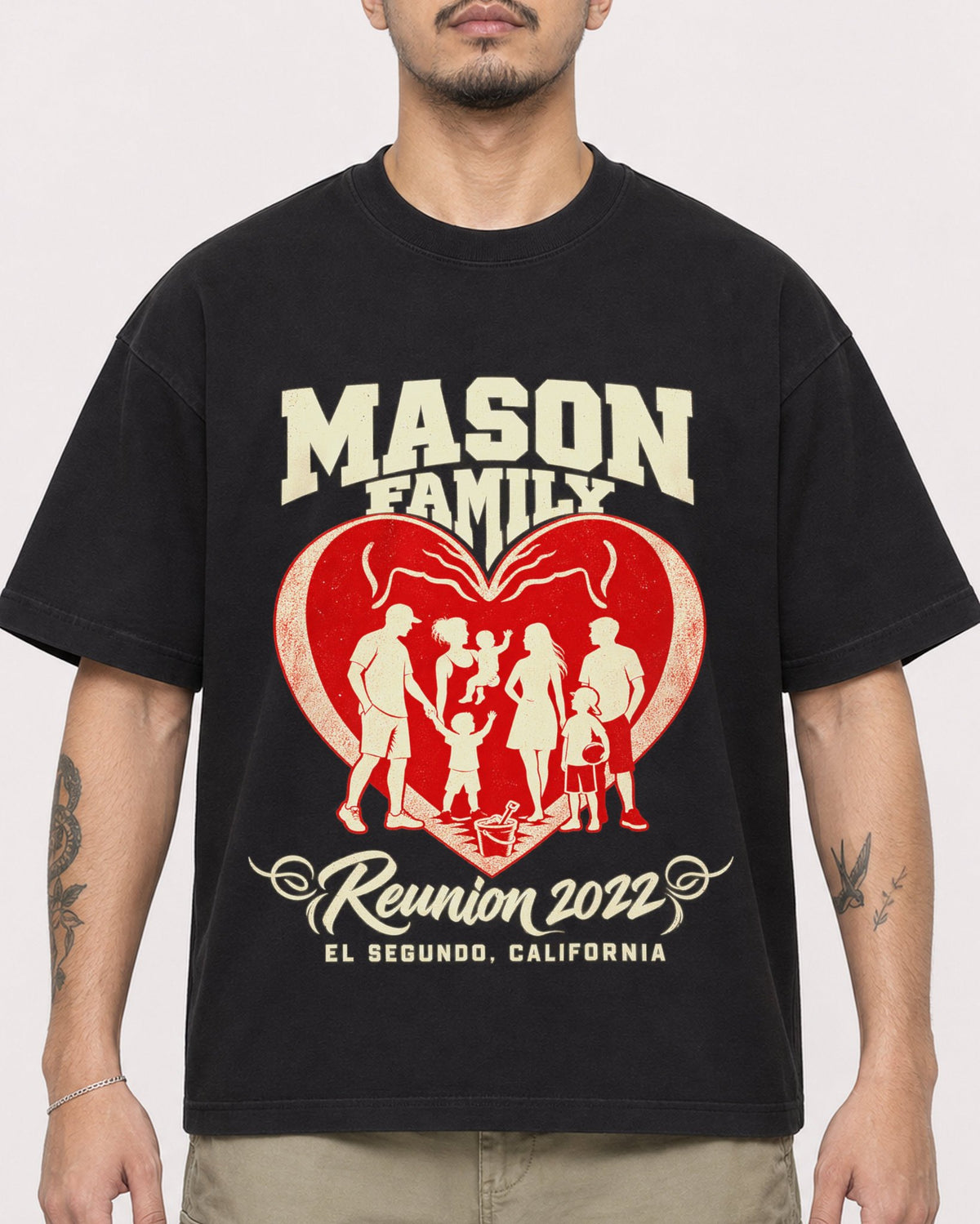 Mockup Boxy Heavyweight Tee Black male close-up 12