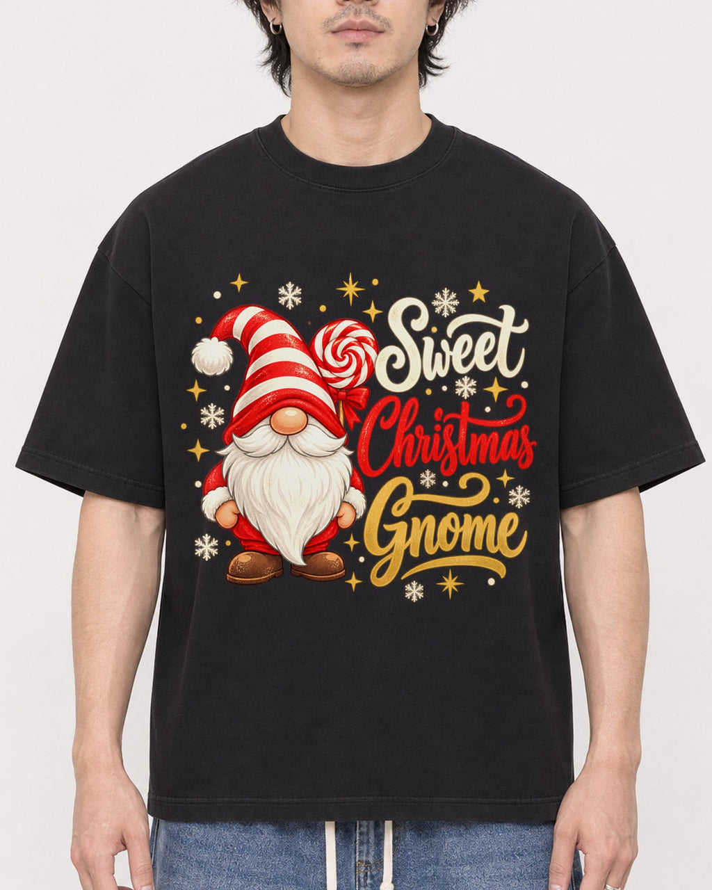 Mockup Boxy Heavyweight Tee Black male close-up 03