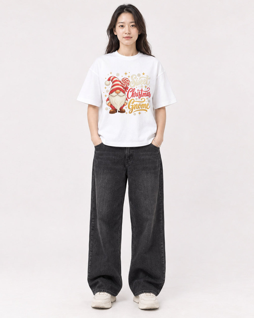 Mockup Boxy Heavyweight Tee White female full-body 03