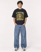 Mockup Boxy Heavyweight Tee Black male full-body 26