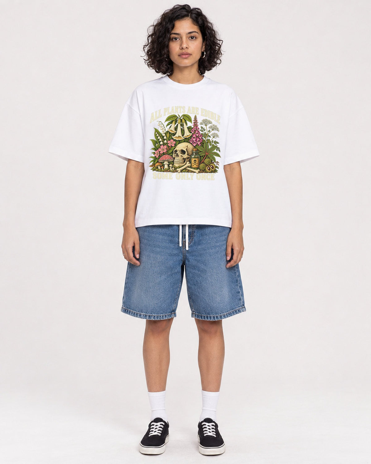 Mockup Boxy Heavyweight Tee White female full-body 26