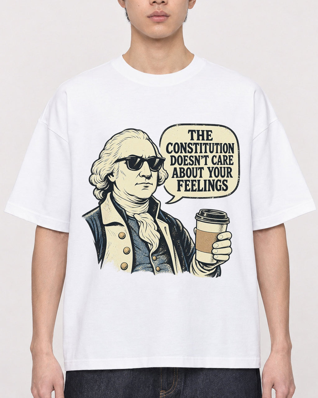 Mockup Boxy Heavyweight Tee White male close-up 01