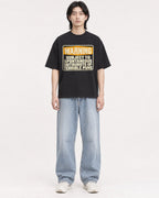Mockup Boxy Heavyweight Tee Black male full-body 41