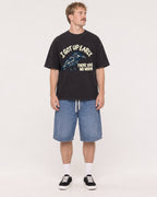Mockup Boxy Heavyweight Tee Black male full-body 19