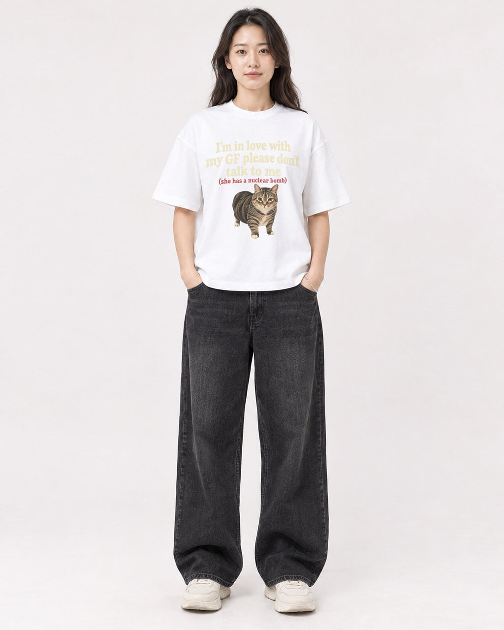 Mockup Boxy Heavyweight Tee White female full-body 03