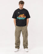 Mockup Boxy Heavyweight Tee Black male full-body 08