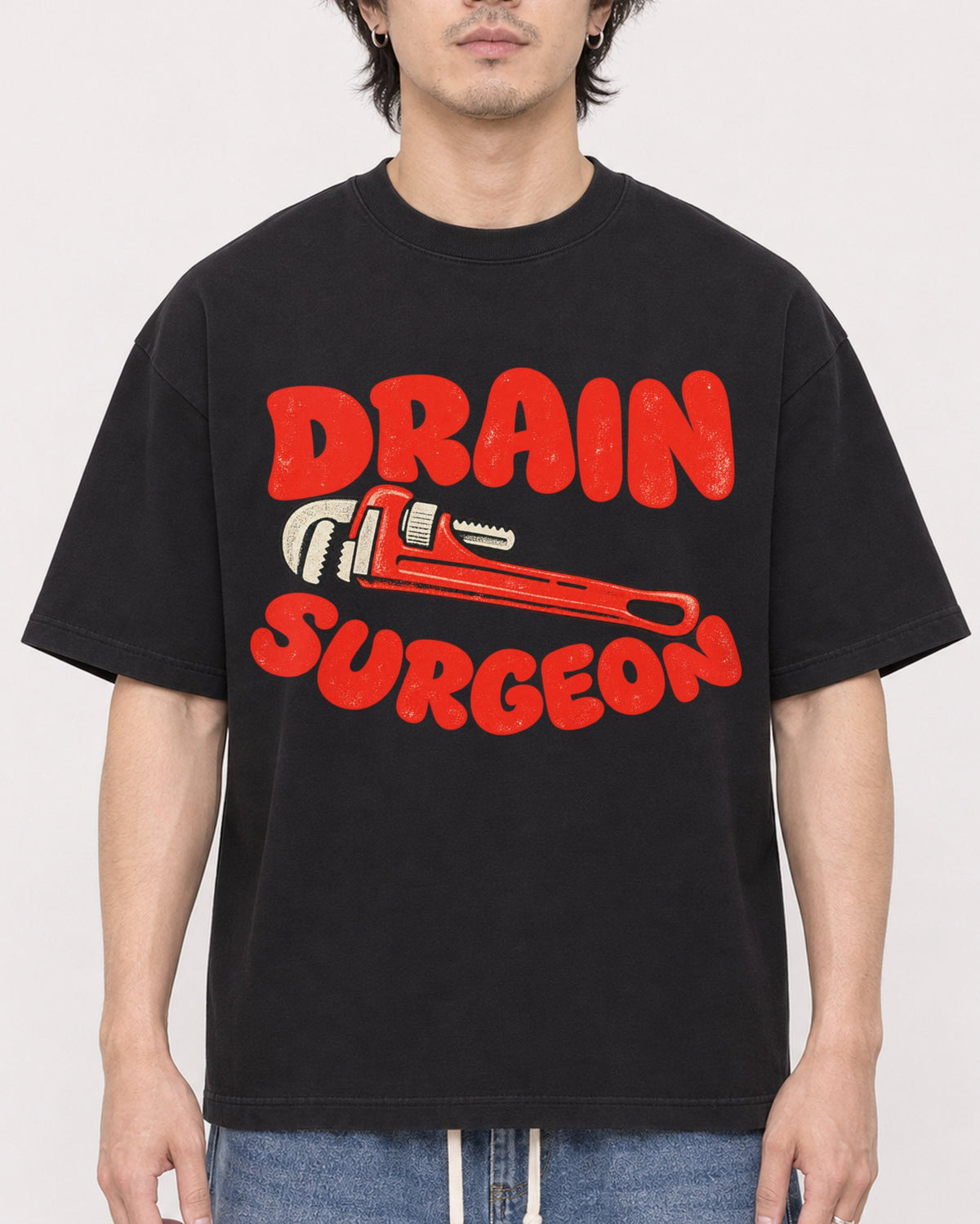 Mockup Boxy Heavyweight Tee Black male close-up 03