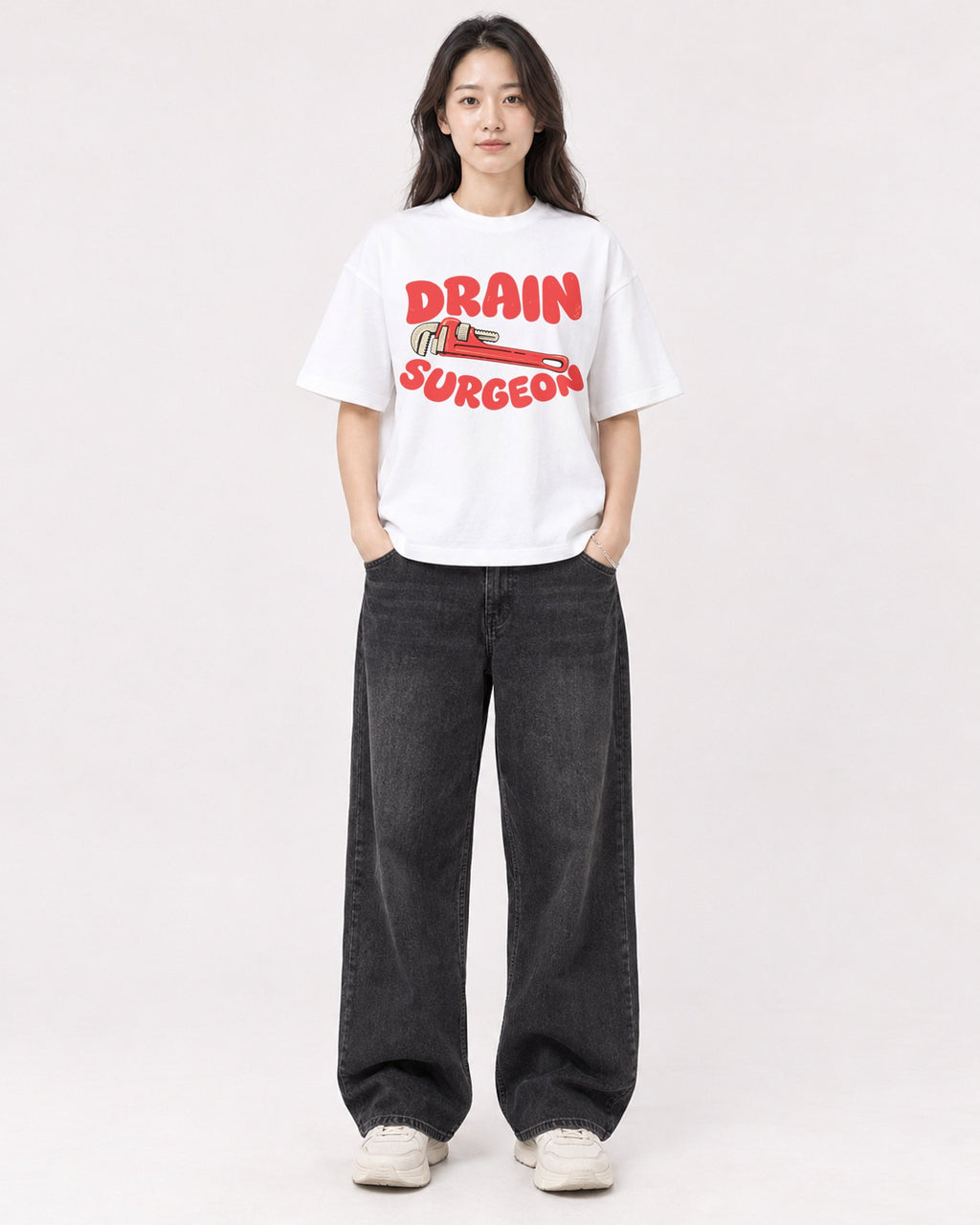 Mockup Boxy Heavyweight Tee White female full-body 03