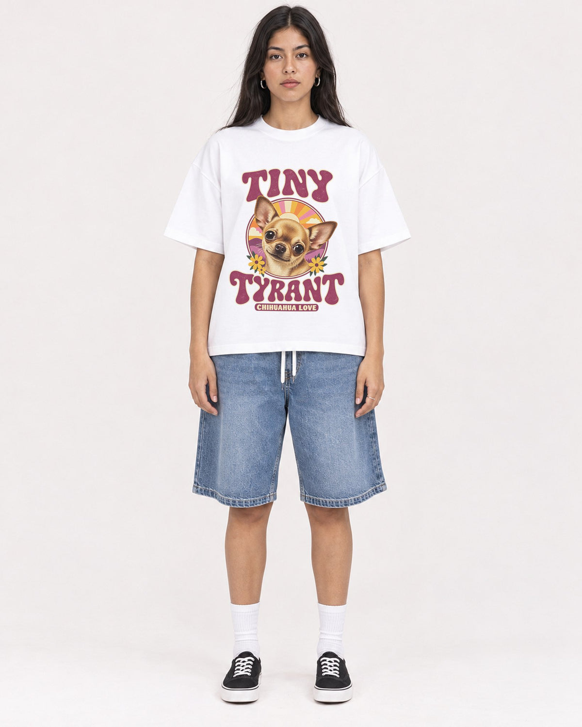 Mockup Boxy Heavyweight Tee White female full-body 46
