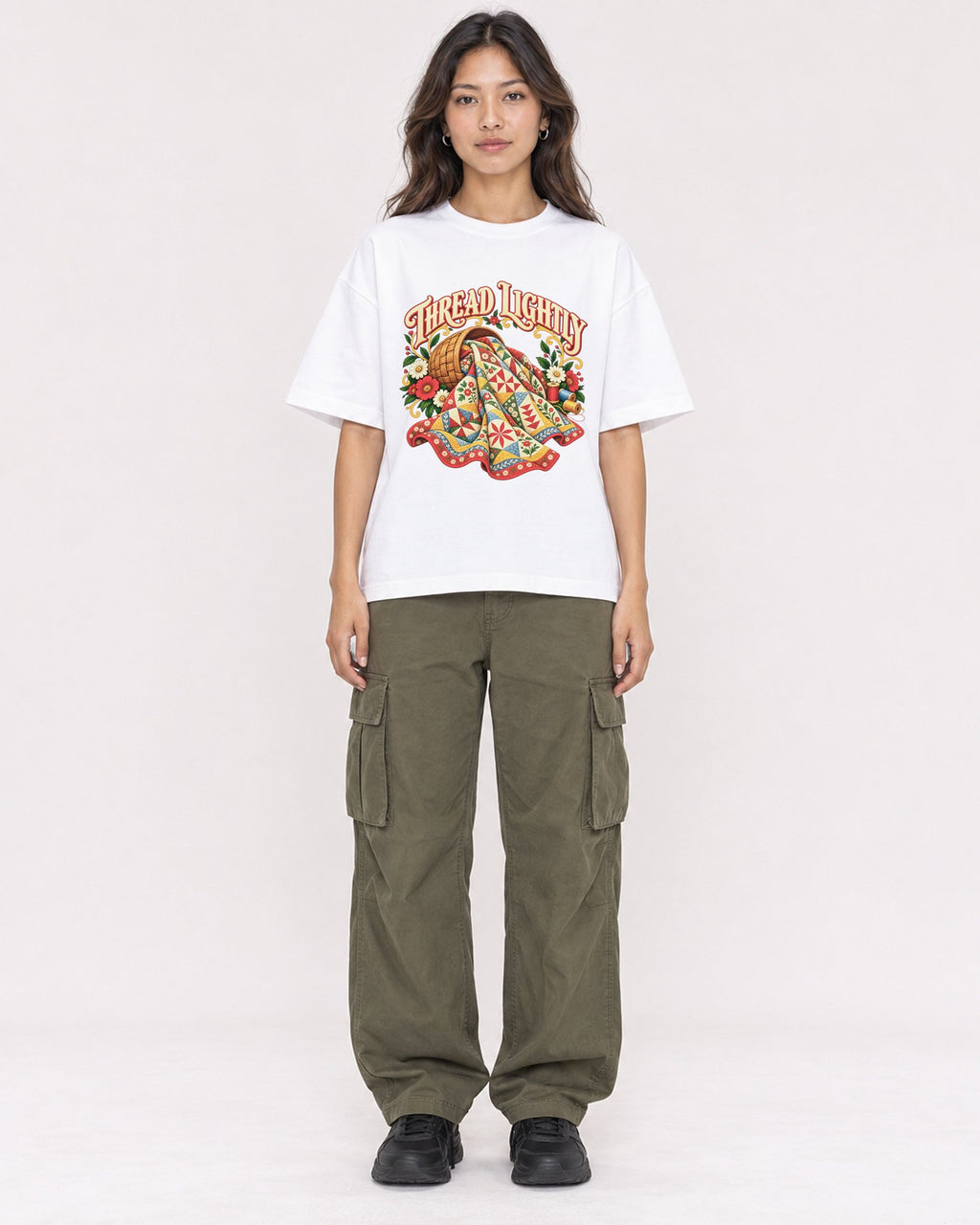 Mockup Boxy Heavyweight Tee White female full-body 02