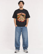 Mockup Boxy Heavyweight Tee Black male full-body 02