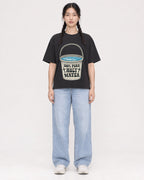 Mockup Boxy Heavyweight Tee Black female full-body 43