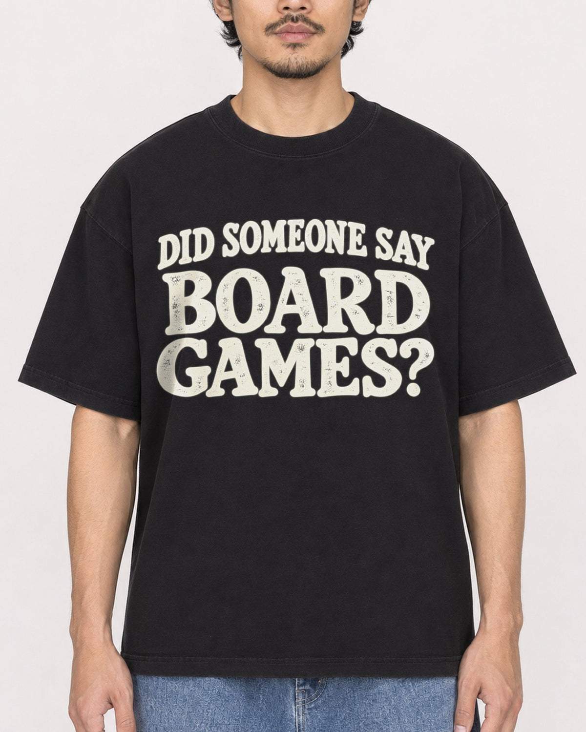 Mockup Boxy Heavyweight Tee Black male close-up 02