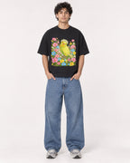 Mockup Boxy Heavyweight Tee Black male full-body 26