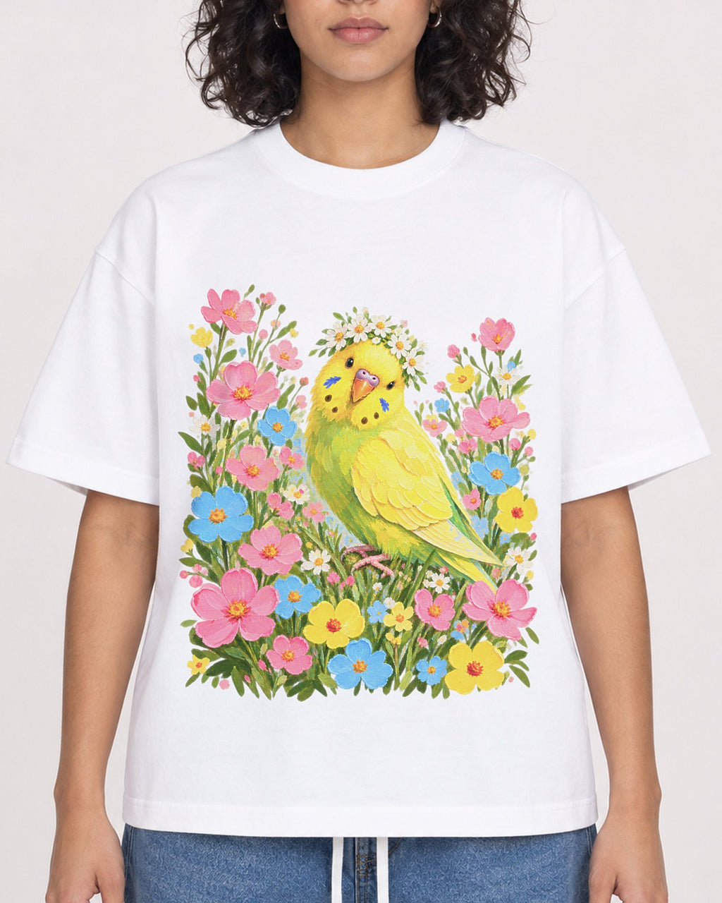 Mockup Boxy Heavyweight Tee White female close-up 26