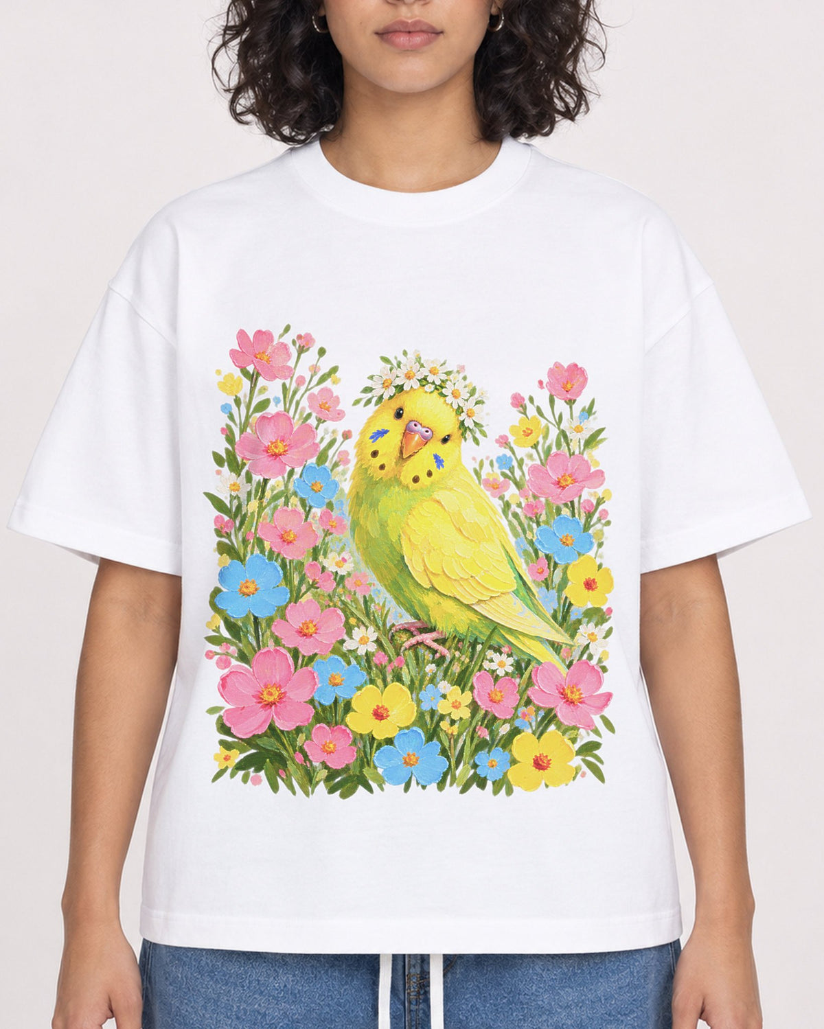 Mockup Boxy Heavyweight Tee White female close-up 26