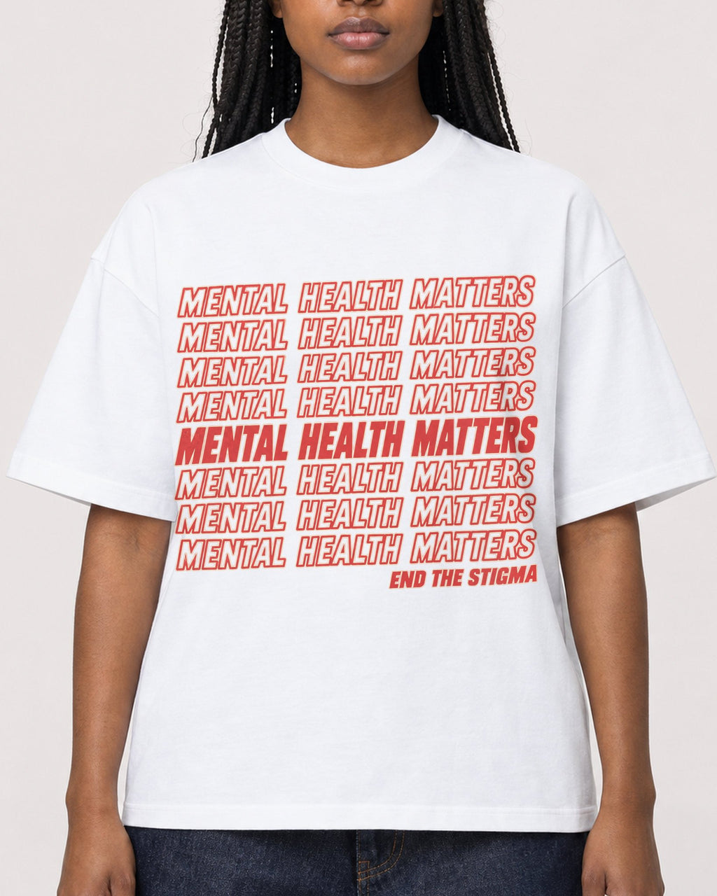 Mockup Boxy Heavyweight Tee White female close-up 04