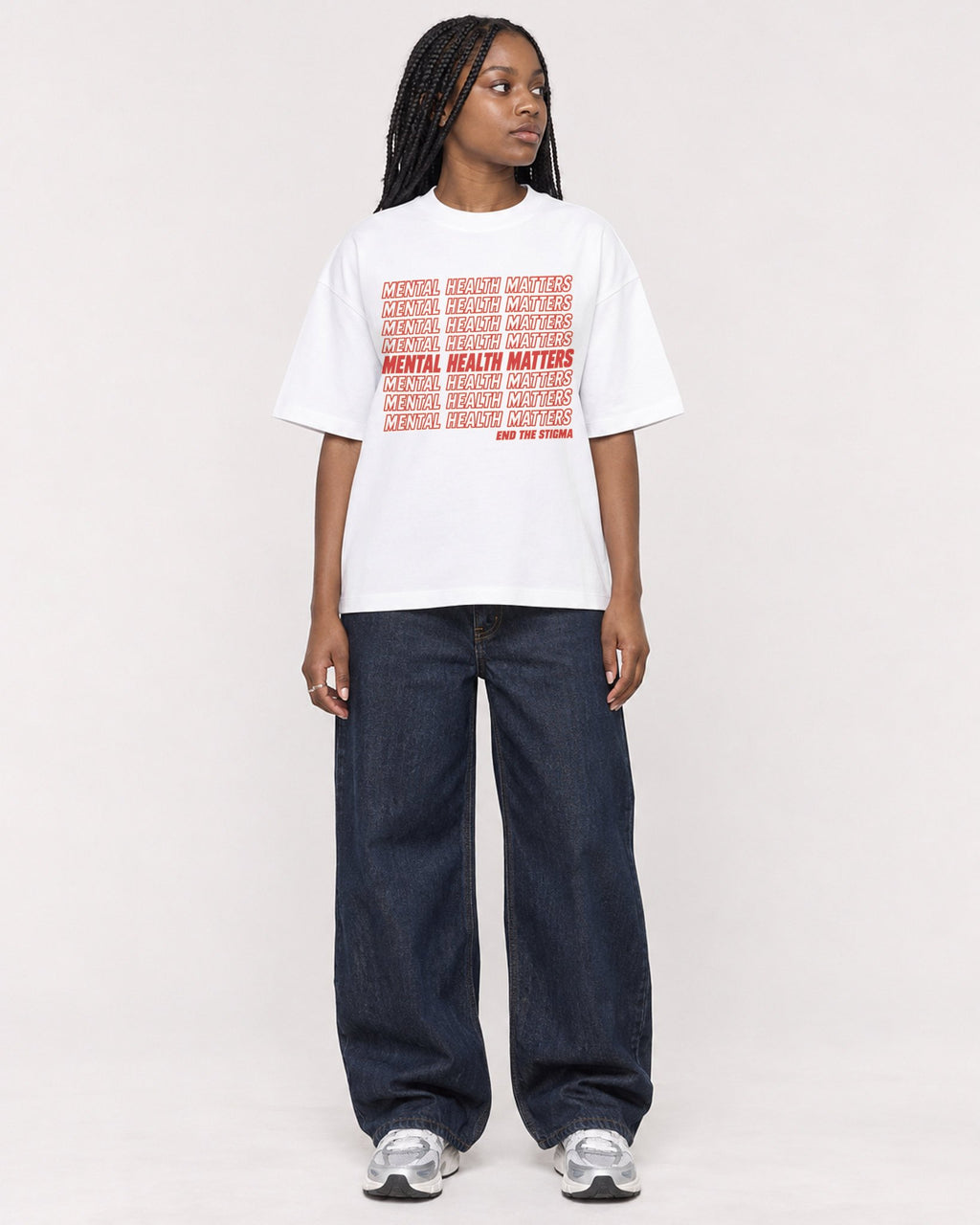 Mockup Boxy Heavyweight Tee White female full-body 04