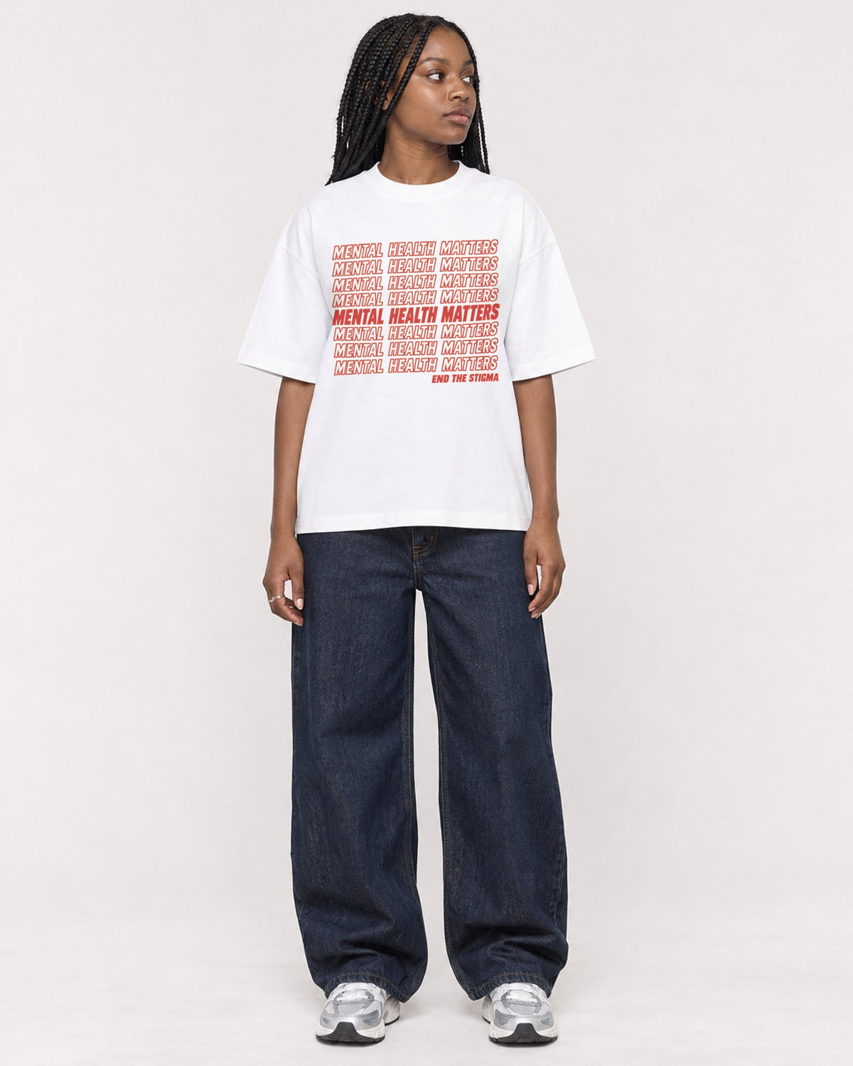 Mockup Boxy Heavyweight Tee White female full-body 04
