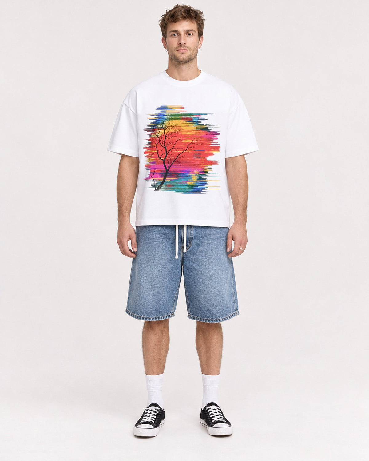 Mockup Boxy Heavyweight Tee White male full-body 08