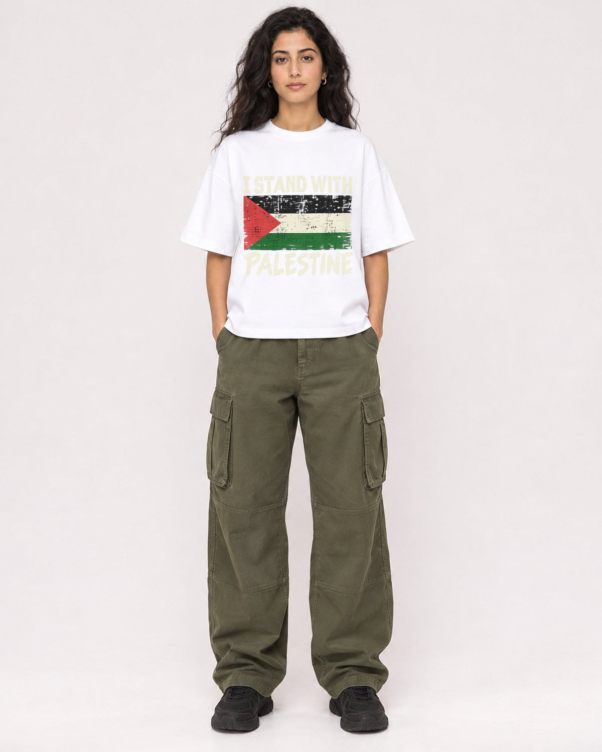 Mockup Boxy Heavyweight Tee White female full-body 07
