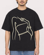 Mockup Boxy Heavyweight Tee Black male close-up 02