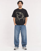 Mockup Boxy Heavyweight Tee Black male full-body 02