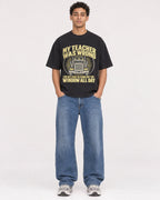 Mockup Boxy Heavyweight Tee Black male full-body 10