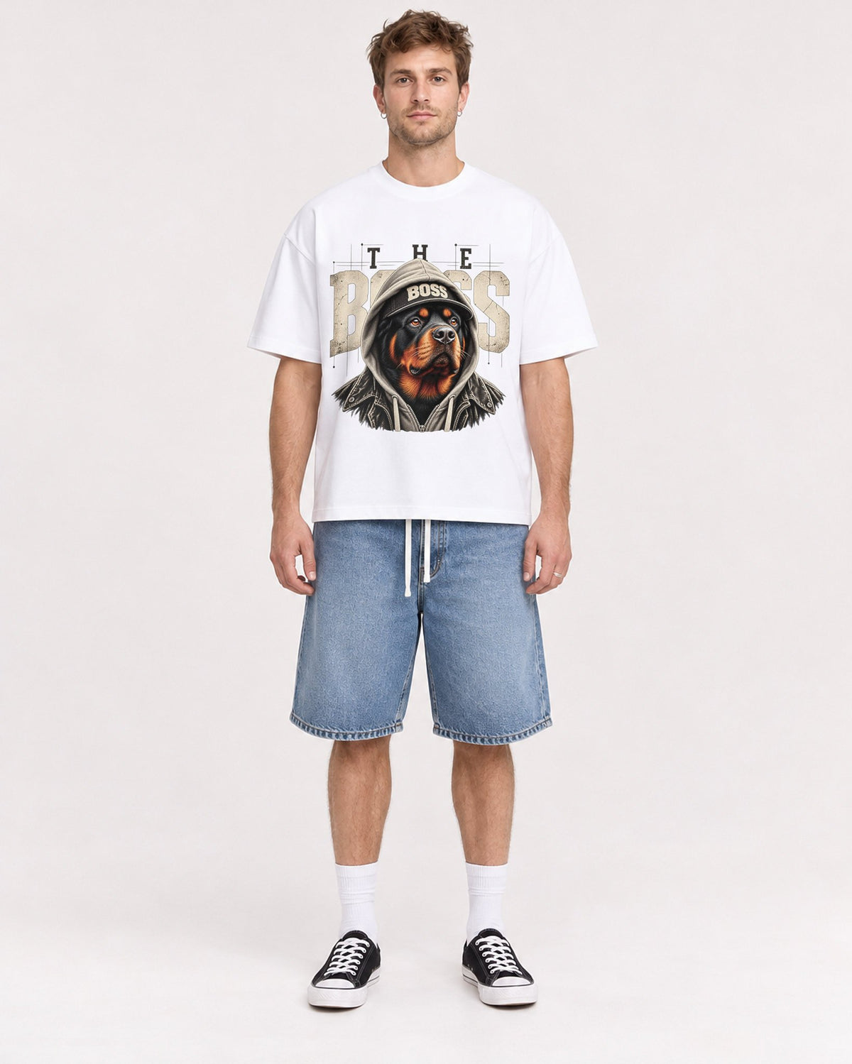 Mockup Boxy Heavyweight Tee White male full-body 08