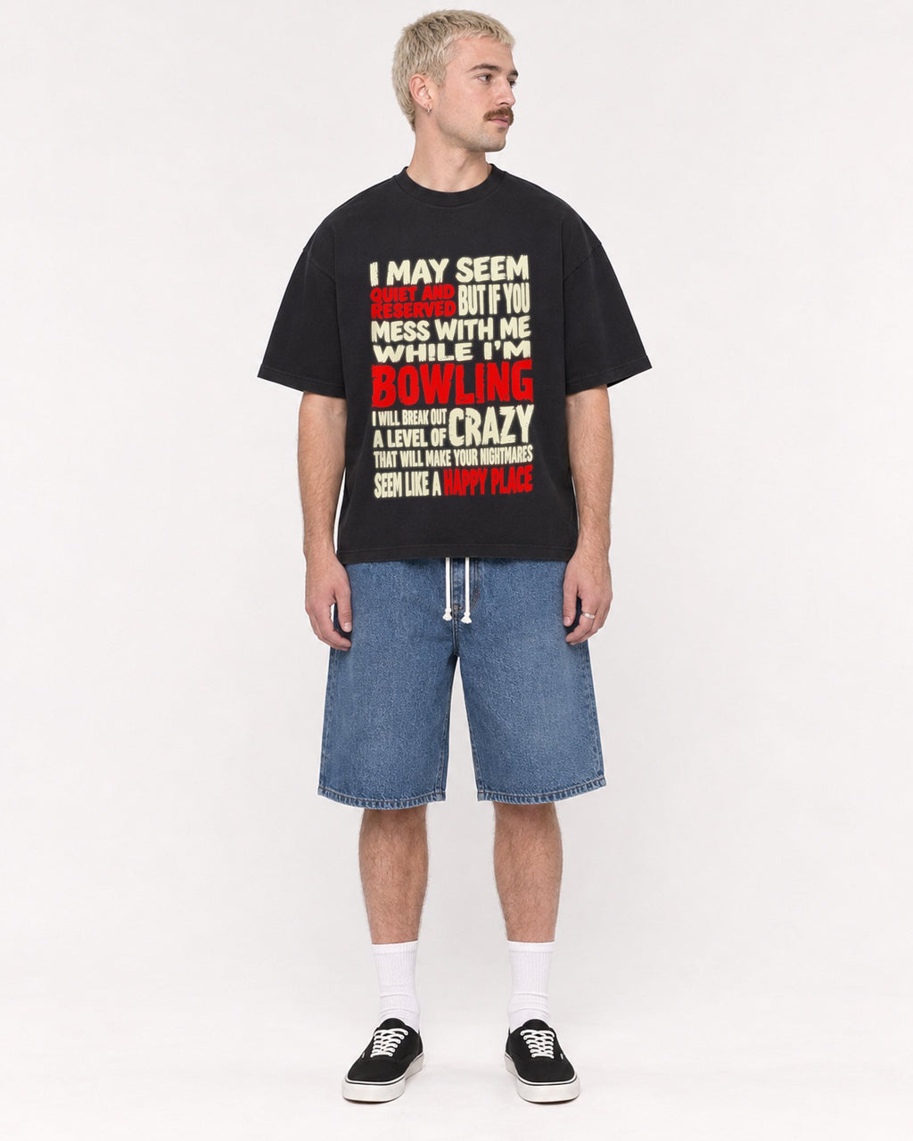 Mockup Boxy Heavyweight Tee Black male full-body 39